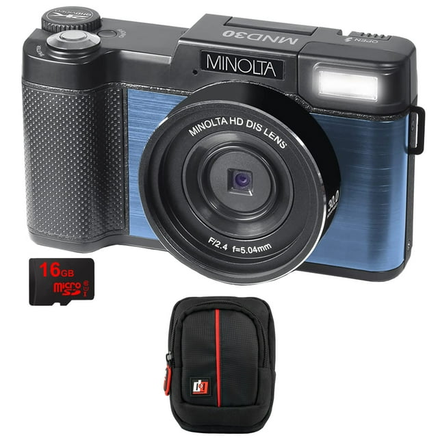Minolta MND30BL 30MP 2.7K Ultra HD 4X Zoom Digital Camera (Blue