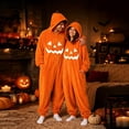 thumbnail image 4 of LILIYA Pumpkin Print Adult Onesie, Cozy Hooded Jumpsuit, Long Sleeve Pajamas for Couples, Soft Bodysuit with Deep Pockets, Warm Holiday Loungewear Suit, 4 of 8