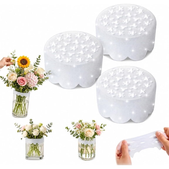 3 Pcs Silicone Flower Arranging Grid Blossom, Flexible Reusable Floral Stem Holder for Vases, Waterproof Flower Grid for DIY Flower Arrangements (Clear)