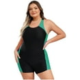 thumbnail image 2 of Doomiva Women Plus Size One Piece Boyleg Swimwear Water Surfing Unitard Athletic Bathing Suit Mint Green XL, 2 of 6