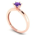 thumbnail image 2 of Solitaire Engagement Ring for Women - 0.5ct Natural Amethyst in 14K Rose Gold Promise Ring, 2 of 6