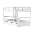thumbnail image 3 of Full Over Full Bunk Bed w/ Trundle, White Rubber Wood, Ladder &amp; Guardrails, Converts to 2 Beds, Bedroom Furniture, American Design, Space-Saving, 3 of 22