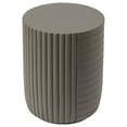thumbnail image 3 of LeisureMod 14" Wide Round Side Table in Fiberstone with Ribbed Design and Painted Finish Indoor Outdoor Use for Modern Home, Living Room, Bedroom, Patio, Garden Trove Collection in Green Grey, 3 of 11