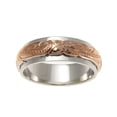 thumbnail image 3 of Sterling silver 925 2 tone pink rose gold plated Hawaiian princess scroll 4/6mm double band ring size 6.5, 3 of 4