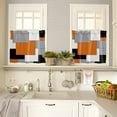 thumbnail image 3 of Abstract Geometric Art Kitchen Curtains and Valances Set, 3 Piece Kitchen Curtains Set 36 Inch Length, Orange Black Gray Rod Pocket Curtains Tier Farmhouse Window Curtains, 3 of 6