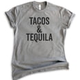 thumbnail image 1 of Tacos & Tequila T-Shirt, Unisex Women's Men's Shirt, Taco T-shirt, Tequila Shirt, Beach Drinking Shirt, Dark Heather Gray, X-Small, 1 of 6