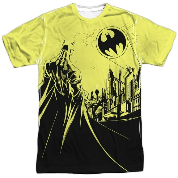 Batman Men's  Bat Signal Sublimation T-shirt White