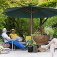 thumbnail image 2 of Outsunny 10FT Wooden Patio Umbrella with Rope Pulley Mechanism, Dark Green, 2 of 10