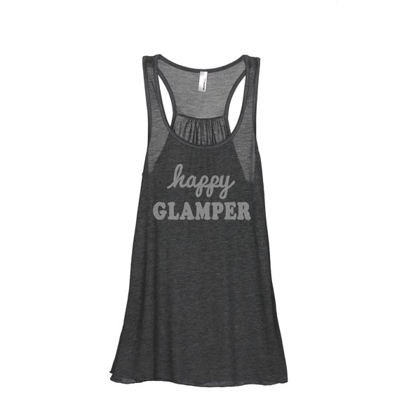 Happy Glamper Women's Fashion Sleeveless Flowy Racerback Workout Yoga Tank Top Charcoal Grey Small