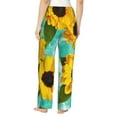 thumbnail image 3 of Junzan Sunflowers With Green Leaves Women'S Pajama Pants Drawstring Comfy Sleep Bottoms With Pockets, 3 of 9