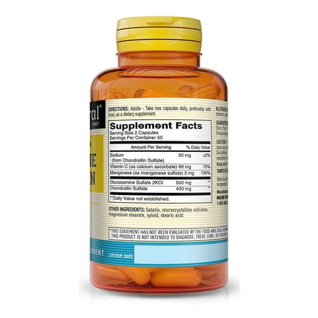 Mason Natural Glucosamine Chondroitin Regular Strength with Vitamin C - Supports Joint Health, Improved Flexibility and Mobility, 100 Capsules