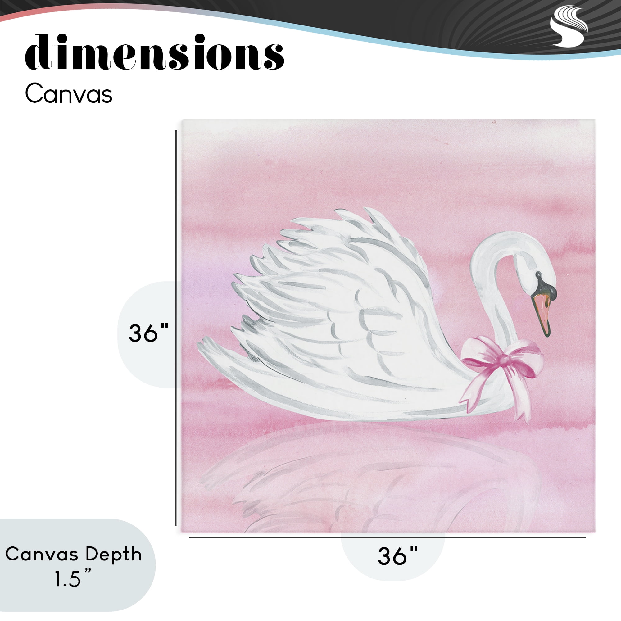 Stupell Industries Pink Bow Swan Canvas Wall Art, design by Corinne Haig