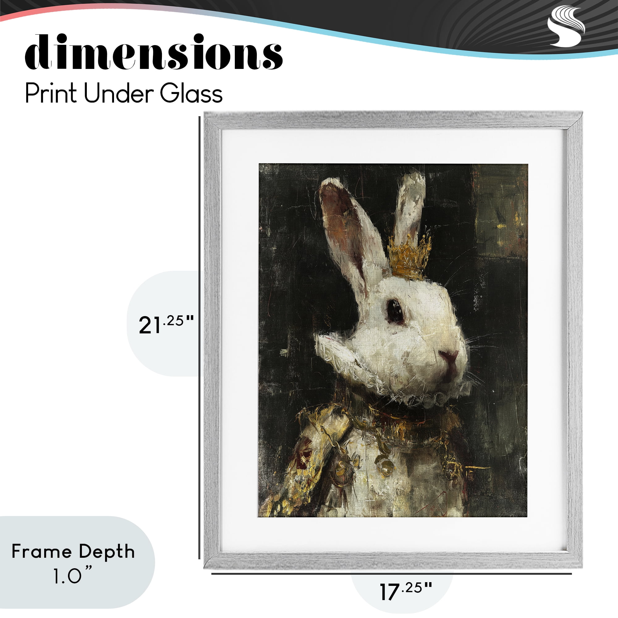 Stupell Industries Regal Hare Portrait Gray Framed Print Under Glass, design by Svetlana Aleynikova