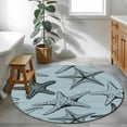 thumbnail image 3 of Teal Blue Starfish Round Area Rug 3.3Ft Washable Circle Rugs for Dining Room Table, Coastal Ocean Summer Sea Nautical Non-Slip Carpet Floor Mats Indoor Outdoor Carpet Runner Aesthetic Home Decor, 3 of 8