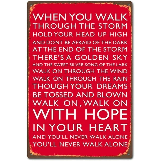 HAHADAXA TGDB Liverpool Football Club Chant You'll Never Walk Alone Tin Sign Size 8x12 inch