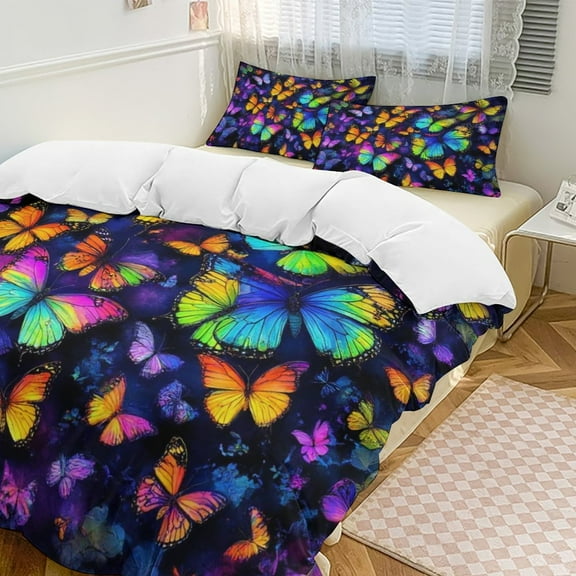 Dreamy Purple Butterfly Pattern (16)-1 Bedding Set Duvet Cover Couple Bedclothes Pillowcase Customized Home Textiles Bed Set for Twin Size