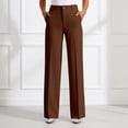 thumbnail image 2 of QTSHPN Wide Leg Pants Women Pure Color Linen Blend Casual Trousers Loose Comfortable Elastic Waist Summer Fashion Versatile Work Pants Women Brown XXL, 2 of 5