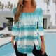 thumbnail image 1 of ICHUANYI Clearance Fashion Women Solid T-shirt Mid-length 3/4 Sleeves Blouse Round Neck Casual Tops(Gray, S) ICHUANYI WER2023081002103, 1 of 4