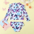 thumbnail image 2 of Gyratedream 1-6T Toddler Baby Girl Butterfly 2-Pieces Swimsuit Long Sleeve Assorted Rashguard Set, 2 of 6