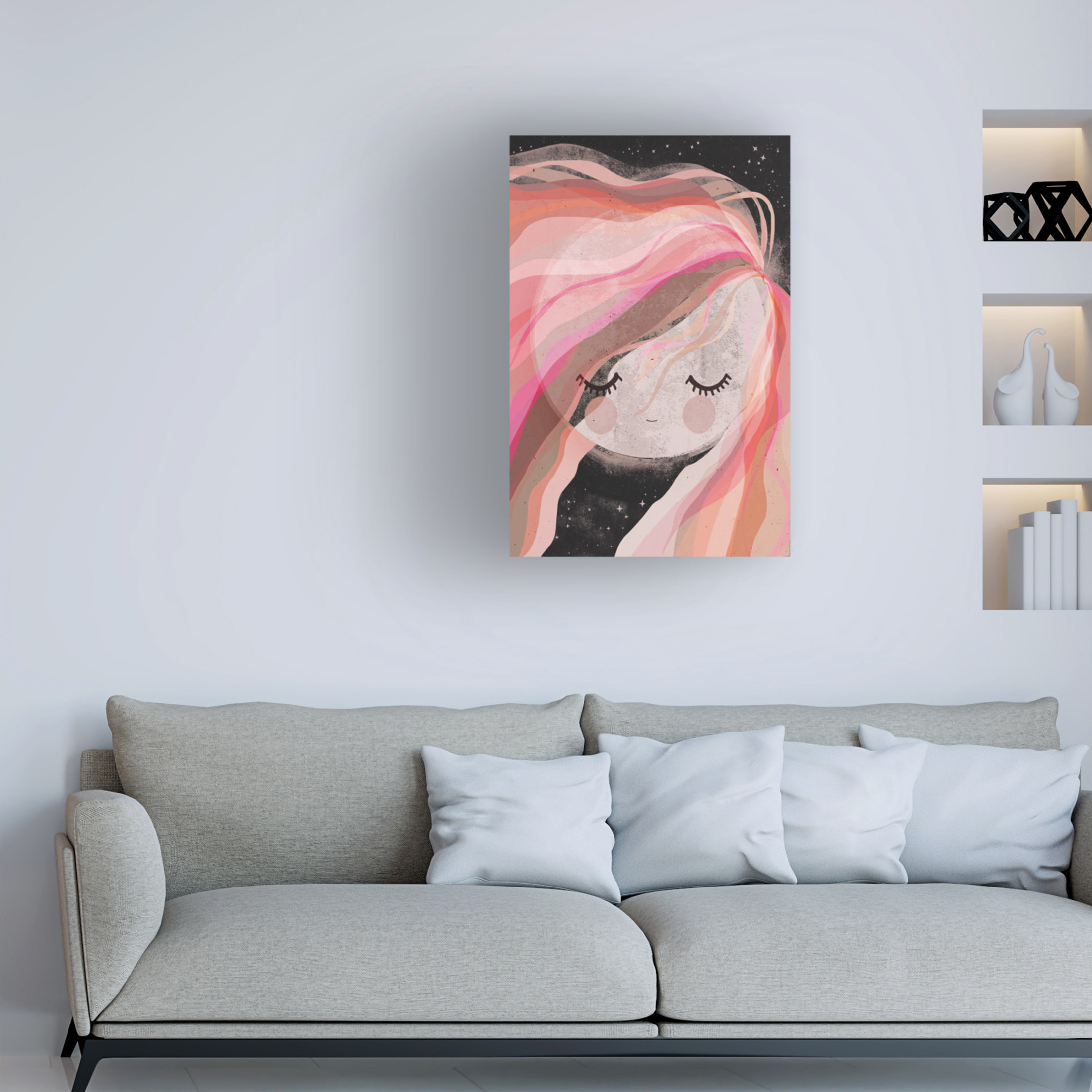Canvas Wall Art - Treechild 'Moon Girl' Wall Art for Living Room, Bedroom, or Office D?cor by Trademark Fine Art - 12 x 19 Inches