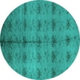 thumbnail image 1 of Ahgly Company Machine Washable Indoor Round Oriental Turquoise Blue Industrial Area Rugs, 4' Round, 1 of 4