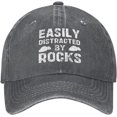 thumbnail image 1 of Easily Distracted by Rocks Hat for Men Women Funny Dad Tracker Hat Baseball Cap, 1 of 8
