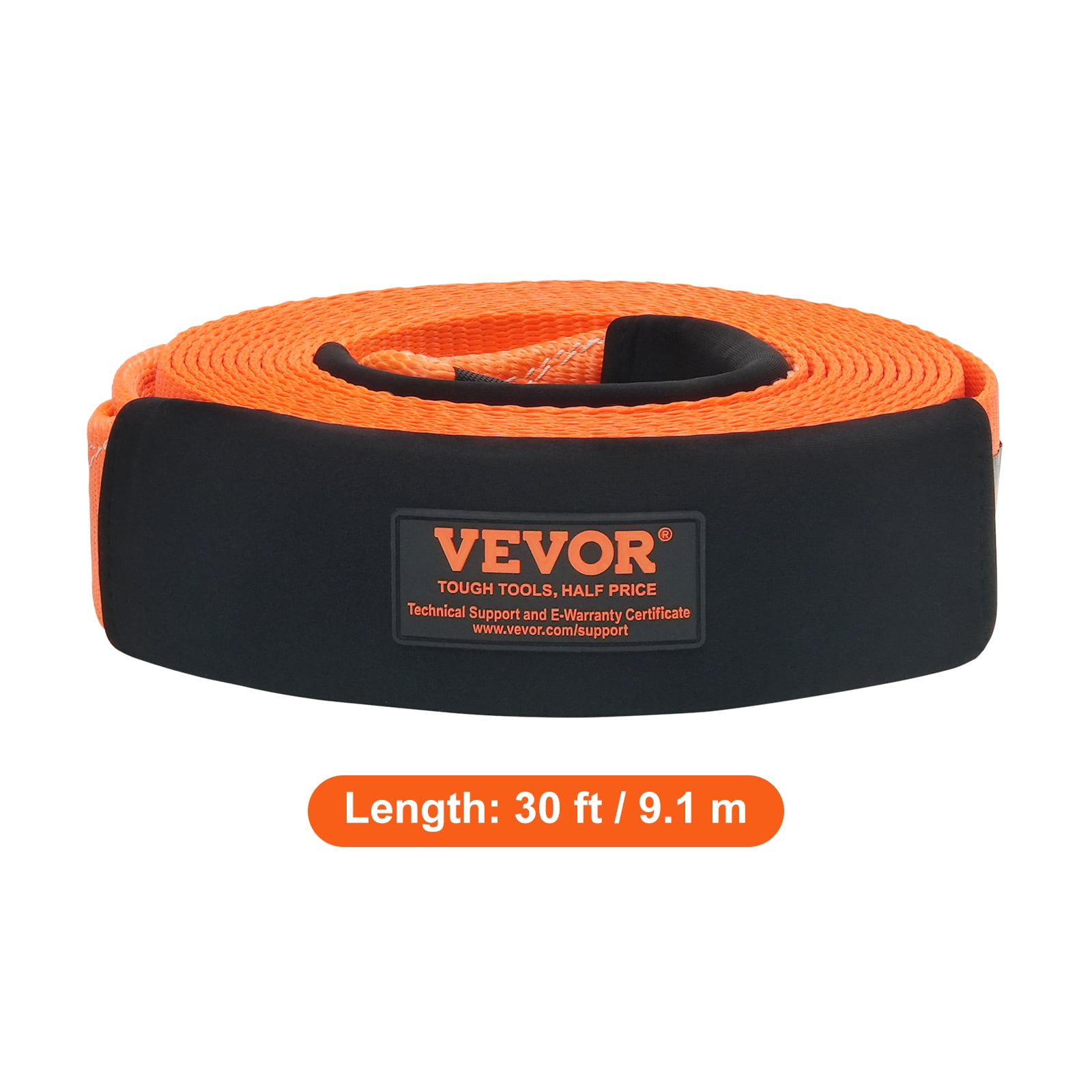 VEVOR Polyester Heavy Duty Tow Strap Recovery Kit 3" x 30 ft (MBS-36,000 lbs) Winch Strap,Triple Reinforced Loop,Snatch Strap + 2" Shackle Hitch Receiver + 3/4" D-Ring Shackles (2PCS) + Storage Bag