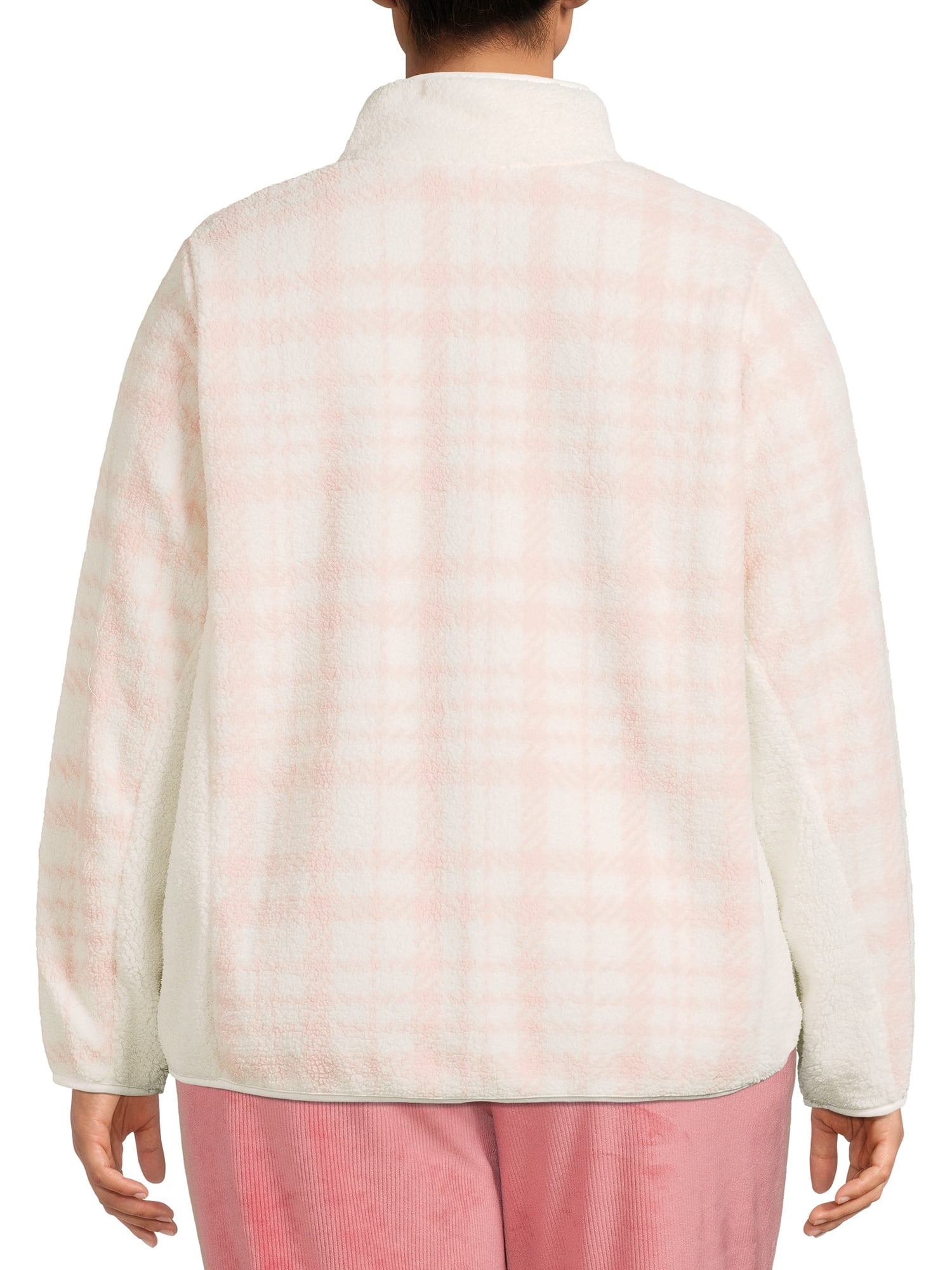 Como Blu Women's Plus Size Printed Faux Baby Sherpa Zip Jacket