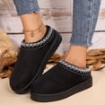 thumbnail image 1 of YOPTOP Women‘s Platform Slippers Mini Boots Braid Slippers With Plush Fleece Lining Fuzzy Slippers For Women Slip On Clogs,Black,10, 1 of 7