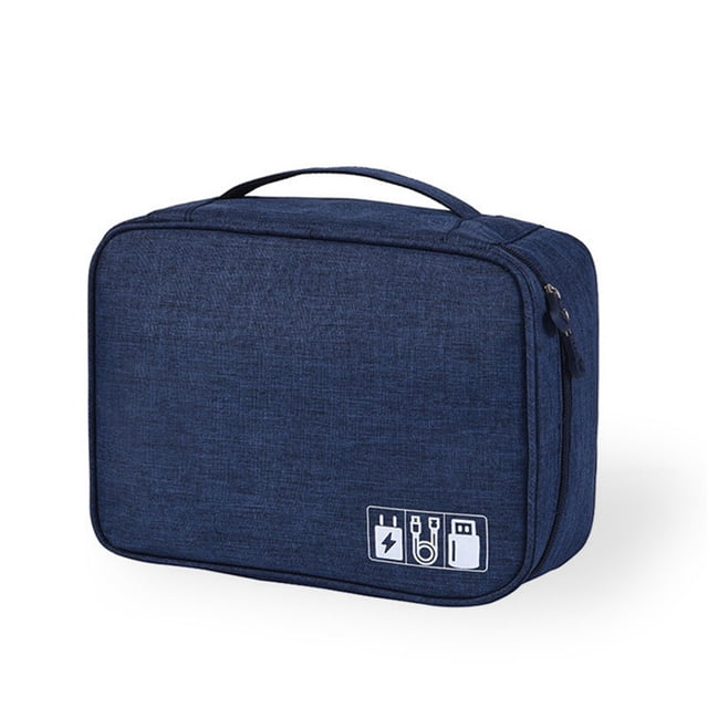 Minnieouse Bolsa de viaje Compartimiento portátil Organizador de almacenamiento Monedero con cremallera Bolso de gran capacidad Estuche a prueba Envolturas para manijas de equipaje Azul oscuro