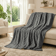 thumbnail image 6 of Sortora Gray Throw Blanket, Twin Size Plush Fluffy Couch Blanket, Soft Lightweight Cozy Bed Blankets for All Seasons - 280GSM Double-Sided 3D Knit, Machine Washable, 60"x80", 6 of 7