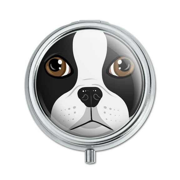 Boston Terrier Face Pet Dog Pill Box
