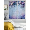 thumbnail image 3 of Purple Flowers Sheer Curtains 63 Inch Length 2 Panels Set, Vintage Blue Mottled Walls Pastoral Voile Window Treatment Rod Pocket Curtains Sheers Drapes for Bedroom/Living Room/Kitchen 52x"63"x2, 3 of 7