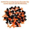 MABOTO 50 PCS Tile Leveling System Reusable Tile Leveler Spacers and 1PC Wrenches Construction Tools for Wall Floor Bathroom Tile Adjustment