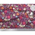 thumbnail image 2 of Soimoi Poly Georgette Fabric Floral,Rabbit & Porcupine Cartoon Print Fabric by The Yard 52 Inch Wide, 2 of 3