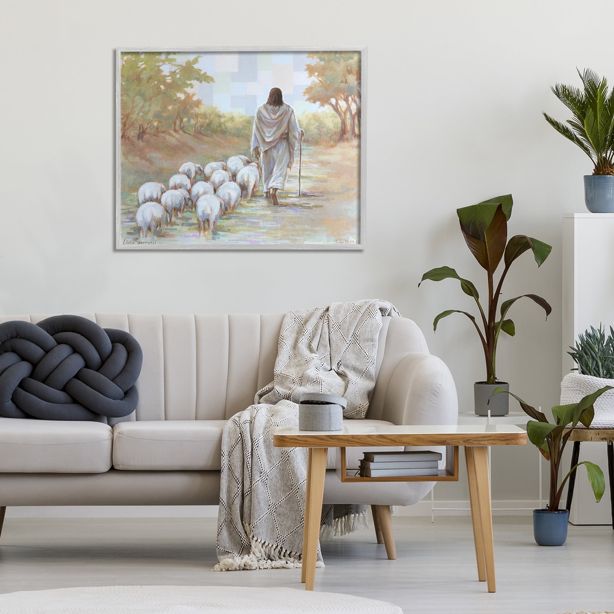 Stupell Industries Lead On Good Shepherd Gray Framed Giclee Art, design by Linda Sperruzzi
