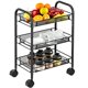 Photo 1 of 3-Tier Mesh Wire Rolling Utility Cart Multifunction Metal Organization with Lockable Wheels for Home, Office, Kitchen, Bathroom, Bedroom by Pipishell