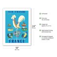 thumbnail image 2 of France - Gallic Rooster Weathervane and French Landmarks - Vintage Airline Travel Poster by Jean Marie Nabrin c.1951 - Bamboo Fine Art 290gsm Paper Print (Unframed) 18x24in, 2 of 4