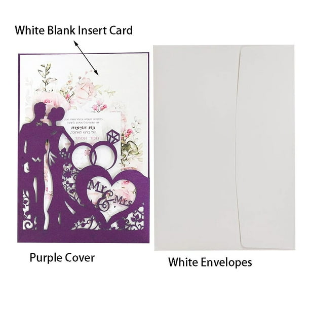 Tarjetas de invitación de boda cortadas con láser, anillos elegantes, tarjeta de felicitación de novia y novio, Día de San Valentín, decoración de recuerdo de fiesta de boda, 10 piezas