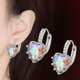thumbnail image 2 of Pendientes de aro elegantes Minnieouse con diamantes de imitación en forma de corazón, 2 of 6