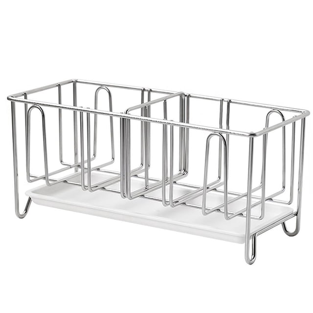 Organizador De Fregadero De Cocina Tallado, Soporte De Esponja Ajustable, Bandeja De Drenaje De Acero Inoxidable, Soporte De Cepillo Firme, Escurridor Simple Para Cocina De Interior Y Hogar Yuarrent HA016359-00