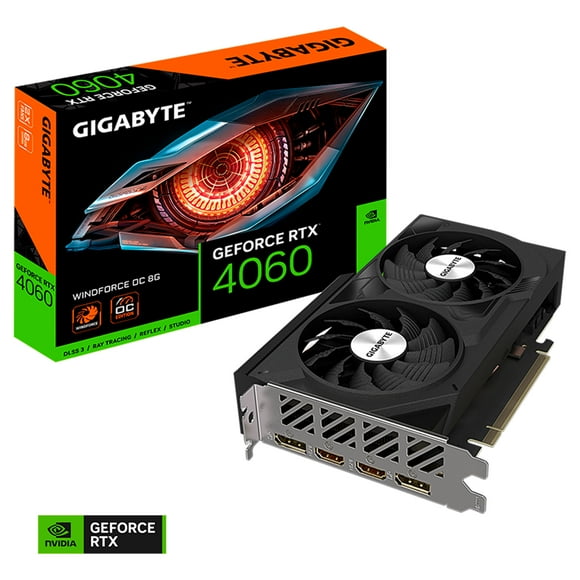 TARJETA DE VIDEO Gigabyte GEFORCE RTX4060 WINDFORCE OC 8GB 128 BIT GDDR6 GV-N4060WF2OC-8GD REV 1.0 HDMI DISPLAY PORT