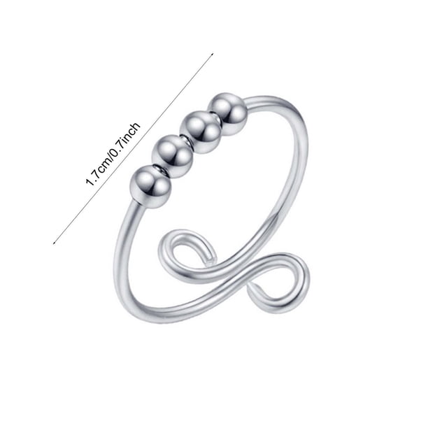 Yhmxh Anillos antiestrés para hombres y mujeres, anillos abiertos con cuentas, anillos para aliviar el estrés, joyería para aliviar la ansiedad y el estrés.