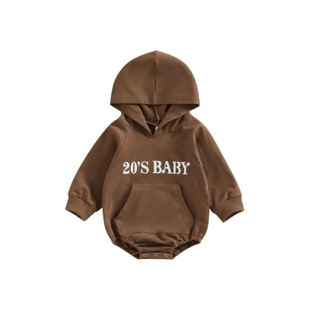 

Amuver Infant Baby Boys Romper Letter Print Hooded Long Sleeve Jumpsuits Autumn Winter Casual Pocket Bodysuits
