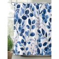 thumbnail image 2 of Shower Curtains Ombre Blue Leaves Plant Bath Curtain Watercolor Art Waterproof Bathroom Shower Curtain Set with Hooks Decoration 72 x 72 Inches, 2 of 7