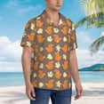 thumbnail image 5 of Xecao Squirrel And Maple Leaves print Hawaiian shirt - a stylish short-sleeve button-down for men, perfect for casual beach and tropical outings., 5 of 9
