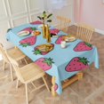 thumbnail image 3 of Red Strawberry Plants Blue Pattern Rectangle Tablecloth 60"x120",Waterproof Polyester Rectangle Table Cloth, Wipeable Spillproof Polyester Tablecloth for Dining, Camping, Indoor and Outdoor, 3 of 6