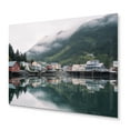 thumbnail image 2 of Designart "Alaska Village On The Lake Lakeside Haven" Landscapes Metal Art Living Room, 2 of 5