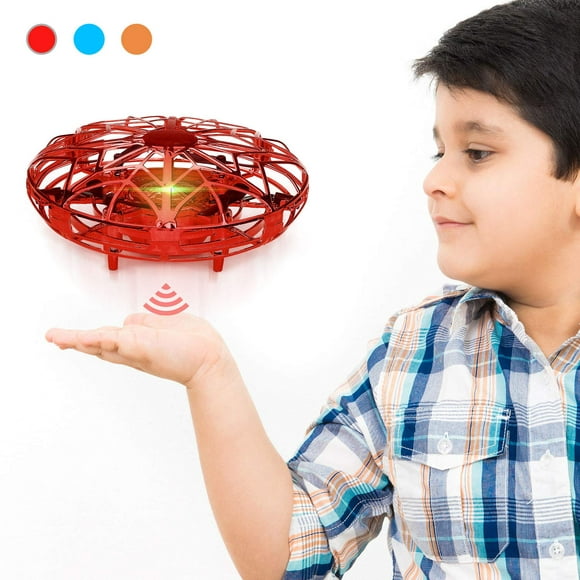 Toys for 5-8 Year Old Boys Flying Toys Air Magic Hogs Mini Drone Remote Control Helicopter UFO Hand Controlled Flying Ball for Kids Gifts with LED Lights Red