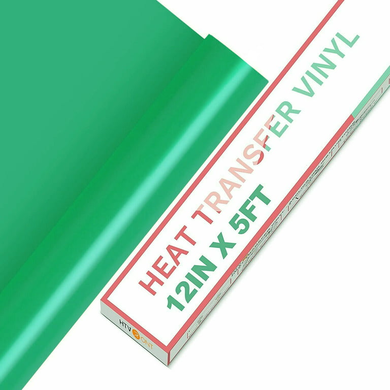 VINYL FROG Heat Transfer Vinyl Roll HTV Vinyl - 12x5ft Green Iron on Vinyl  for T-Shirts, Heat Press Vinyl for DIY Craft Designs (Green)